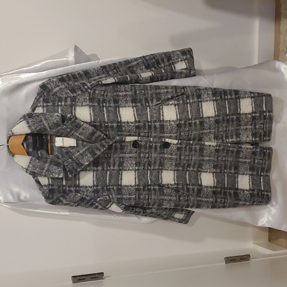 Banana Repulbic Plaid Knit Wool Overcoat - Picture 1 of 4